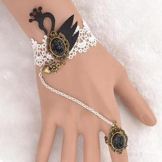Trend Cool Black Swan Crochet Ring Bracelet