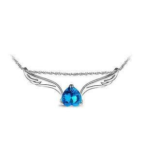 BELEC White Gold Plated 925 Sterling Silver Heart-shaped Pendant with Blue Cubic Zirconia (with 45cm Necklace )