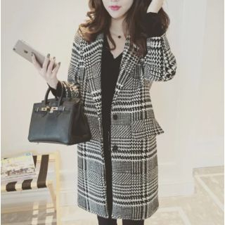 DreamyShow Houndstooth Single-Breasted Coat