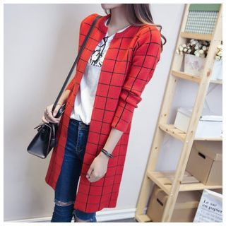 Dowisi Check Long Cardigan