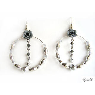 Fit-to-Kill Grey floral crystals earrings