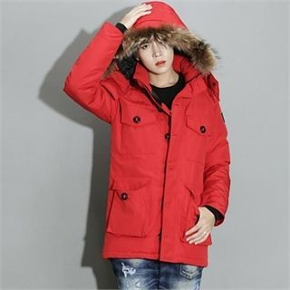 THE COVER Detechable Faux-Fur Hooded Duck Down Jacket