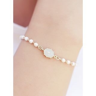 kitsch island Gemstone Faux-Pearl Bracelet