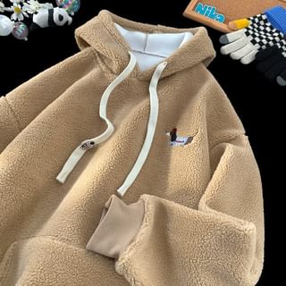 Dog Embroidery Fleece Hoodie