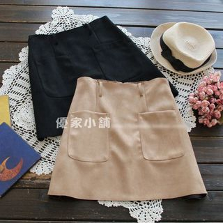 YOYO Suede Pocket-detail Skirt