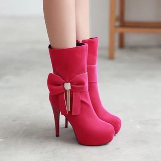 Pastel Pairs Bow Heel Boots