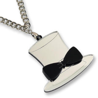 Sweet & Co. Sweet Mirror Black Hatter Ribbon Silver Necklace