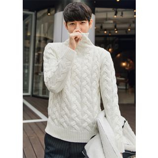 GERIO Mock-Neck Cable-Knit Sweater