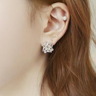 soo n soo Cubic & Triangle Rhinestone Earrings
