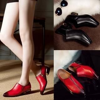 JY Shoes Genuine Leather Pointy Loafers