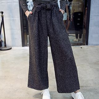 Hamoon Tie-waist Woolen Wide-leg Pants