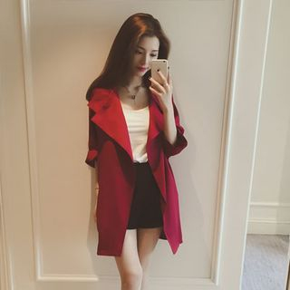 Clair Fashion 3/4-Sleeve Open Front Lapel Jacket