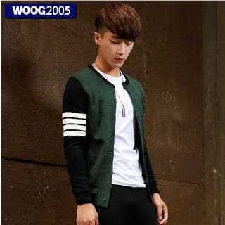 WOOG Striped Color Block Knit Jacket