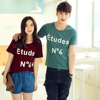 Evolu Couple Short-Sleeve Lettering T-Shirt