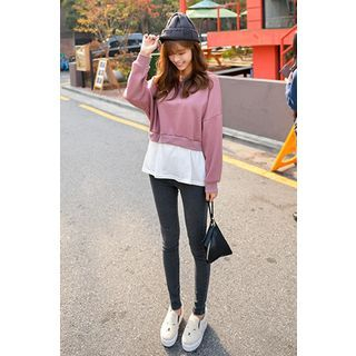 Bongjashop Snap-Button Brushed-Fleece Skinny Jeans