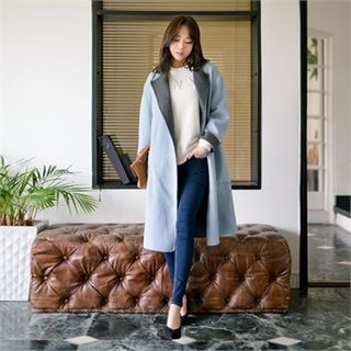 Styleberry Reversible Wool Blend Coat with Sash