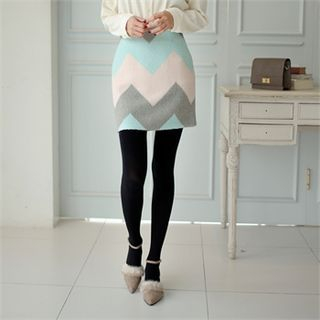Styleberry Wool Blend Patterned Mini Skirt