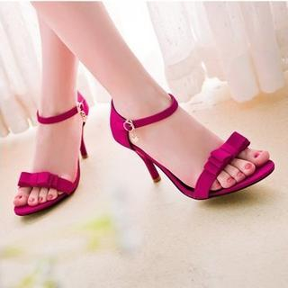 JY Shoes Bow Accent High Heel Sandals