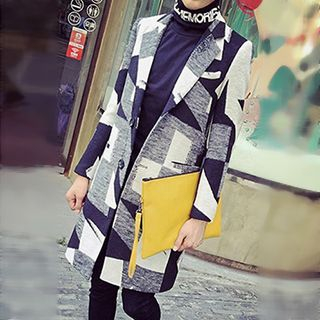 Besto Patterned Lapel Coat