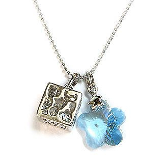 "Dream" - Guarding Angel Necklace with Swarovski Light Blue Crystal Flower
