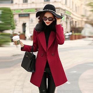 Donnae Notched-Lapel Double-Breasted Coat