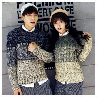 Simpair Couple Gradient Cable Knit Sweater