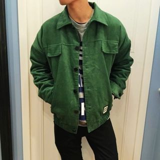 Mr. Cai Fleece-Lined Applique Buttoned Jacket