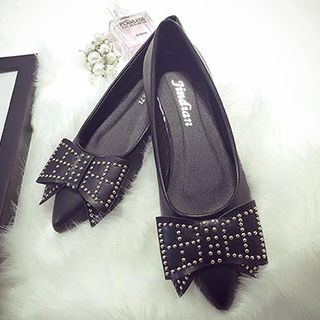Zandy Shoes Studded Bow-Accent Flats