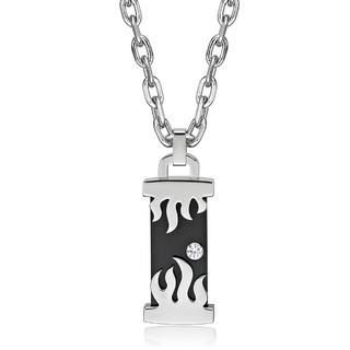 Kenny & co. Fire Pillar Shaped Ip Black Steel Pendant with Crystal Necklace IP Black - One Size