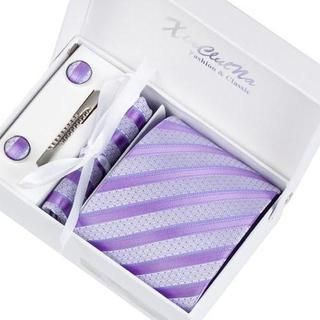 Xin Club Patterned Neck Tie Gift Set Purple - One Size