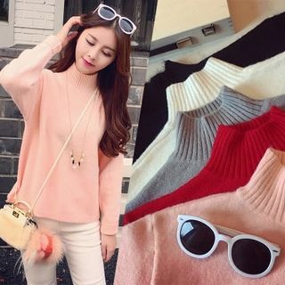 Panda Love Stand Collar Knit Pullover