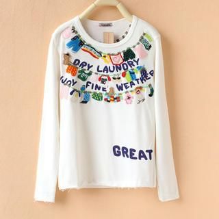 Cute Colors Long-Sleeve Appliqu  T-Shirt