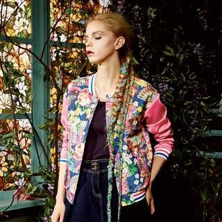 ELF SACK Print-Panel Baseball Jacket