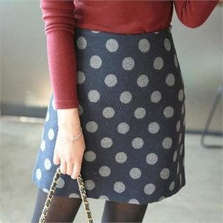 mimi & didi Polka-Dot Wool Blend Mini Skirt