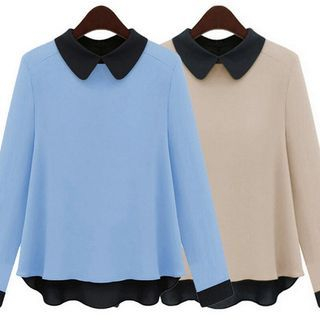 joELLE Two-tone Collared Top