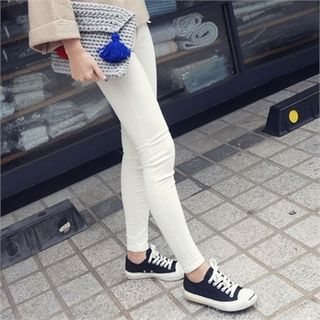 kenzi w Zipper-Trim Brushed-Fleece Skinny Jeans
