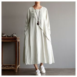 Rosadame Long-Sleeve Linen Dress