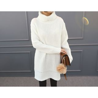 DANI LOVE Turtle-Neck Rib-Knit Sweater Dress