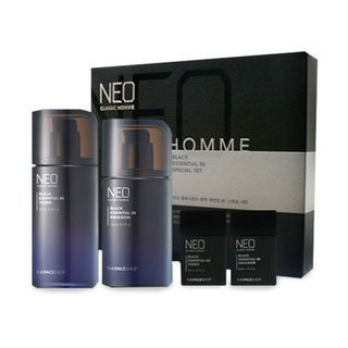 The Face Shop Neo Classic Homme Black Essential 80 Set: Toner 130ml + 30ml + Emulsion 110ml + 30ml 4pcs