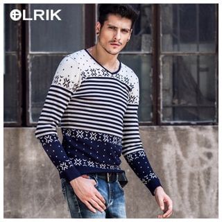 OLRIK V-Neck Pattern Sweater