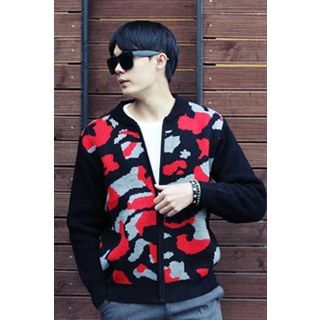 Ohkkage Camouflage Knit Zip-Up Jacket