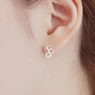 soo n soo Three Hexagon Earrings