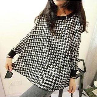 Rocho Houndstooth Long-Sleeve Top