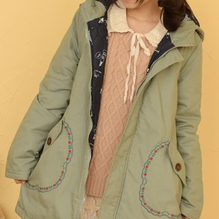 Blu Pixie Embroidered Hooded Coat