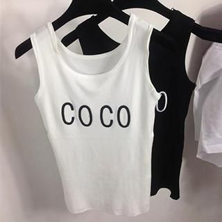 Coralie Lettering Knit Tank Top