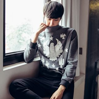 MEING Funnel-Neck Printed Pullover