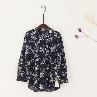 11.STREET Floral-Embroidered Blouse