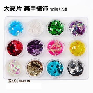 Kasi Nail Art Glitter Flake Set (Large) 12 colours