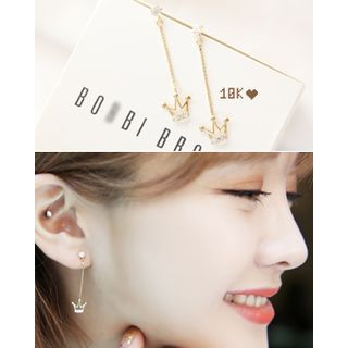 Miss21 Korea 10K Gold Crown Dangle Earrings