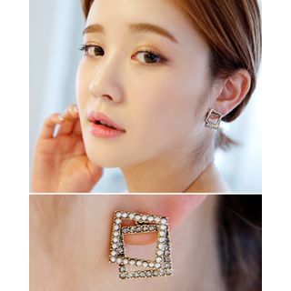 Miss21 Korea Square Rhinestone Earrings